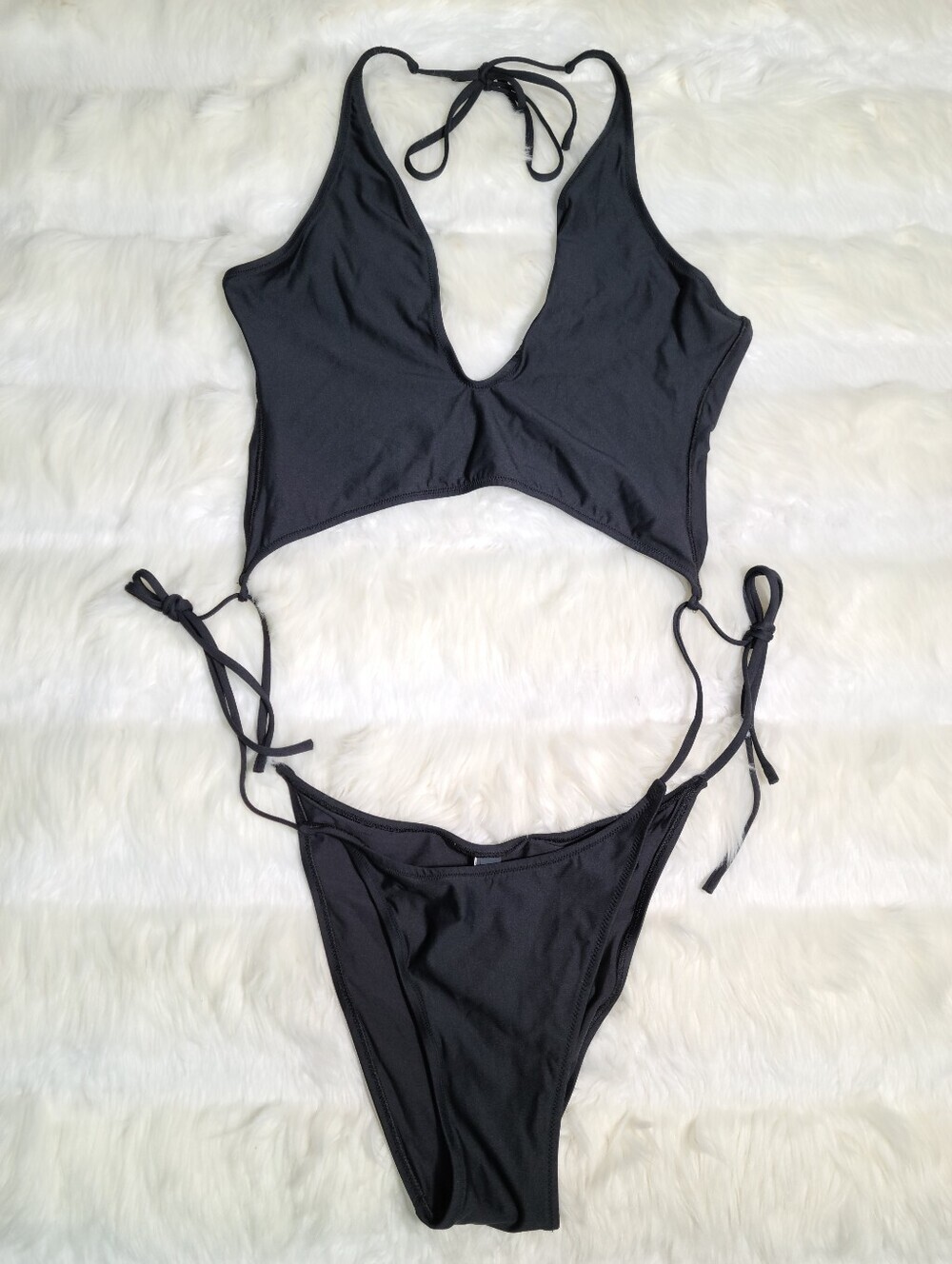 SKIMS Signature Swim Plunge Monokini Black Onyx Women XL NEW